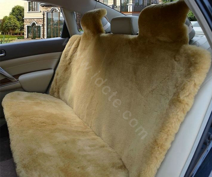 Universal Synthetic Sheepskin Car Seat Cover Sheep Wool Auto Velvet Cushion 6pcs Sets - Khaki