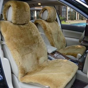 Universal Synthetic Sheepskin Car Seat Cover Sheep Wool Auto Velvet Cushion 6pcs Sets - Khaki