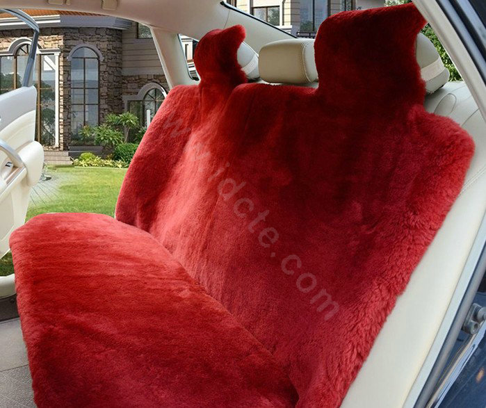 Universal Synthetic Sheepskin Car Seat Cover Sheep Wool Auto Velvet Cushion 6pcs Sets - Red