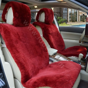 Universal Synthetic Sheepskin Car Seat Cover Sheep Wool Auto Velvet Cushion 6pcs Sets - Red