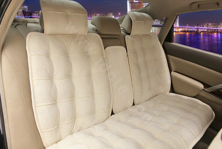 Universal Winter Velvet Plush Car Seat Cover Auto Cushion 4pcs Sets - Beige