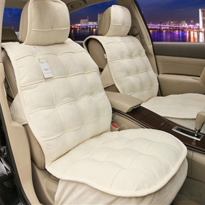 Universal Winter Velvet Plush Car Seat Cover Auto Cushion 4pcs Sets - Beige