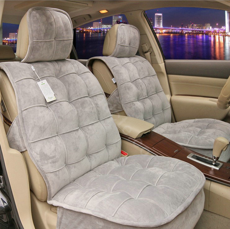 Universal Winter Velvet Plush Car Seat Cover Auto Cushion 4pcs Sets - Grey