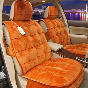 Universal Winter Velvet Plush Car Seat Cover Auto Cushion 4pcs Sets - Orange