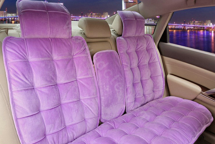 Universal Winter Velvet Plush Car Seat Cover Auto Cushion 4pcs Sets - Purple