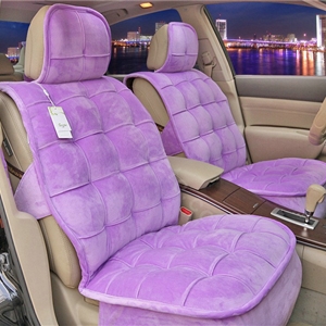 Universal Winter Velvet Plush Car Seat Cover Auto Cushion 4pcs Sets - Purple