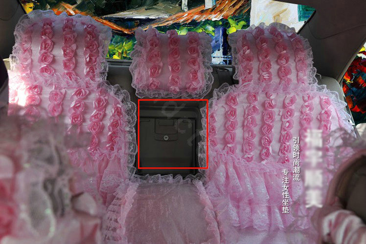 Luxury Universal Cotton lace Flower Car Seat Cover Auto Cushion 7pcs Sets - Pink