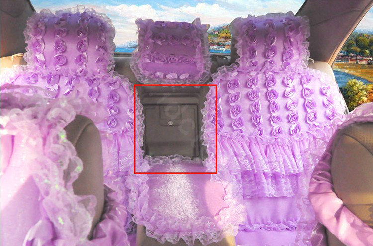 Luxury Universal Cotton lace Flower Car Seat Cover Auto Cushion 7pcs Sets - Purple