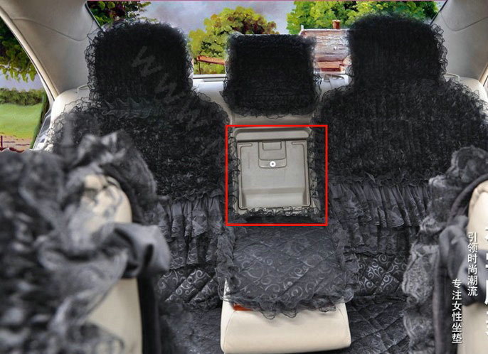 Luxury Universal PP Cotton lace Flower Car Seat Cover Auto Cushion 7pcs Sets - Black