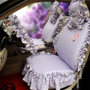 Universal Cotton Elegant flower Print Folds Auto Car Seat Cover 19pcs Sets - Purple