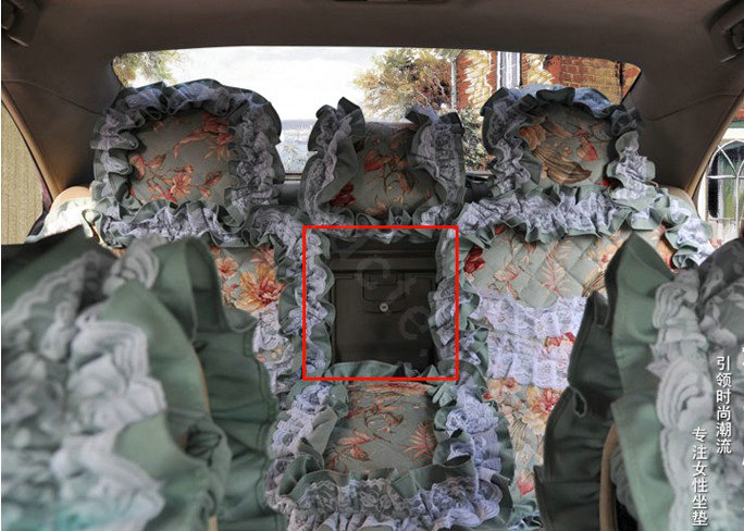 Universal Cotton Hawaiian Floral Print lace Car Seat Cover Auto Cushion 7pcs Sets - Blue