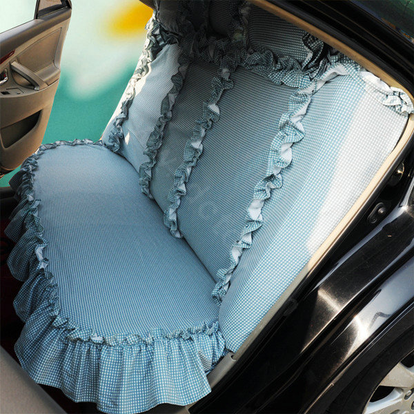 Universal Cotton flowered Print Plaid Folds Auto Car Seat Cover 19pcs Sets - Green