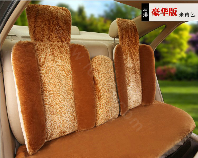 Universal Winter Plush Flower Print Car Seat Cover Auto Cushion 8pcs Sets - Yellow