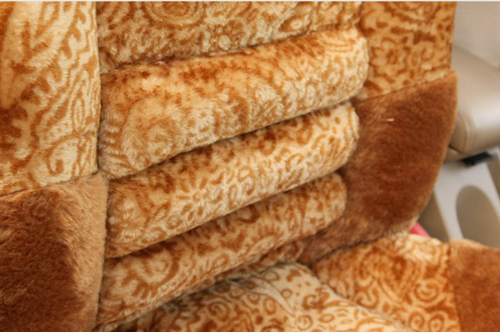 Universal Winter Plush Flower Print Car Seat Cover Auto Cushion 8pcs Sets - Yellow