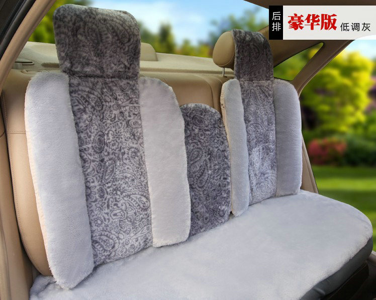 Universal Winter Plush floral Print Car Seat Cover Auto Cushion 8pcs Sets - Gray