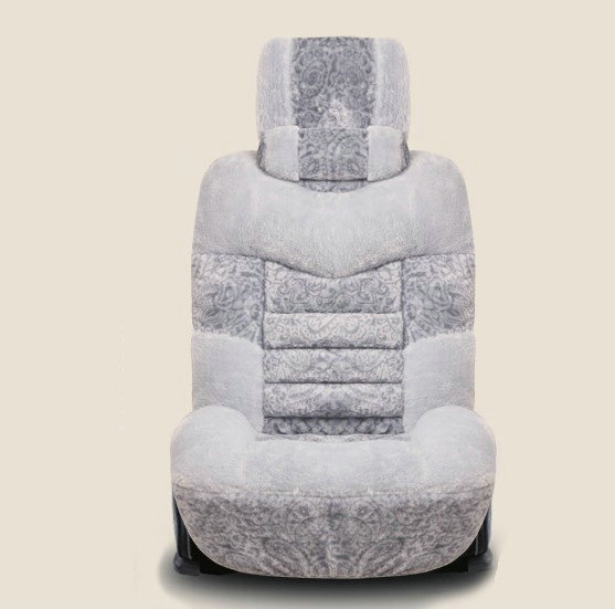 Universal Winter Plush floral Print Car Seat Cover Auto Cushion 8pcs Sets - Gray
