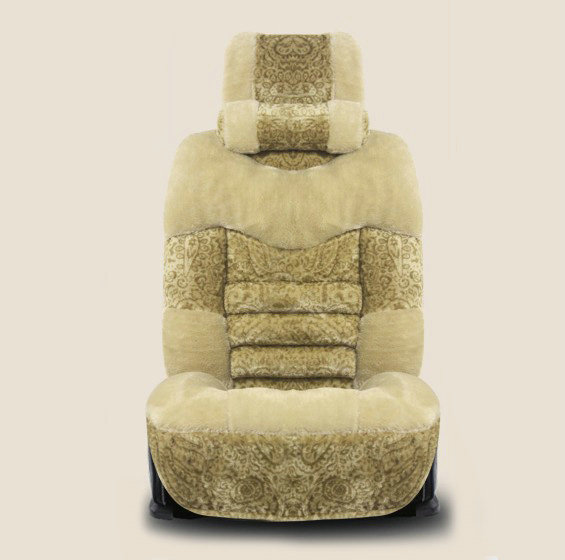 Universal Winter Plush floral Print Car Seat Cover Auto Cushion 8pcs Sets - Green