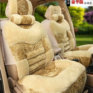 Universal Winter Plush floral Print Car Seat Cover Auto Cushion 8pcs Sets - Green