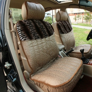 Universal Winter Suede nap floral Print Car Seat Cover Auto Cushion 6pcs Sets - Beige