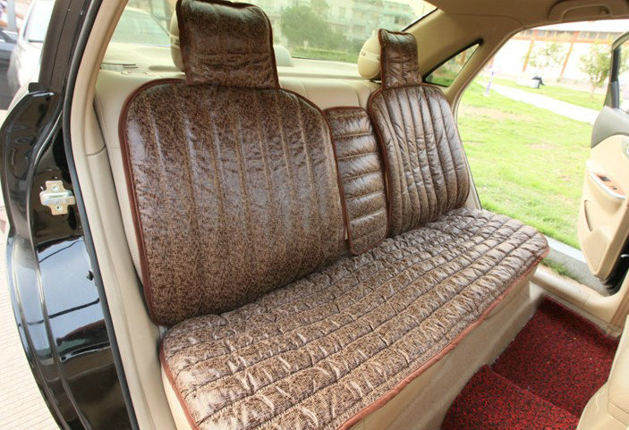 Universal Winter Suede nap floral Print Car Seat Cover Auto Cushion 6pcs Sets - Coffee