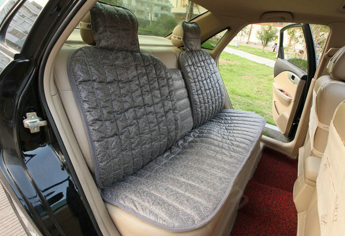 Universal Winter Suede nap floral Print Car Seat Cover Auto Cushion 6pcs Sets - Gray