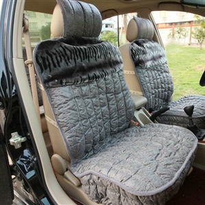 Universal Winter Suede nap floral Print Car Seat Cover Auto Cushion 6pcs Sets - Gray