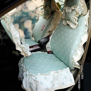 Universal Woman Cotton Snowflake floral Print Lace Auto Car Seat Cover 19pcs Sets - Blue