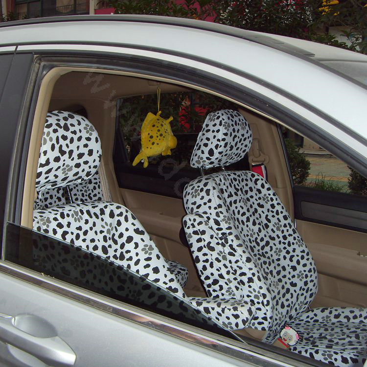 Cow Print Canvas Customized Cotton Auto Car Seat Covers 2pcs Sets for Benz Smart - White