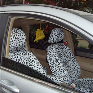 Cow Print Canvas Customized Cotton Auto Car Seat Covers 2pcs Sets for Benz Smart - White