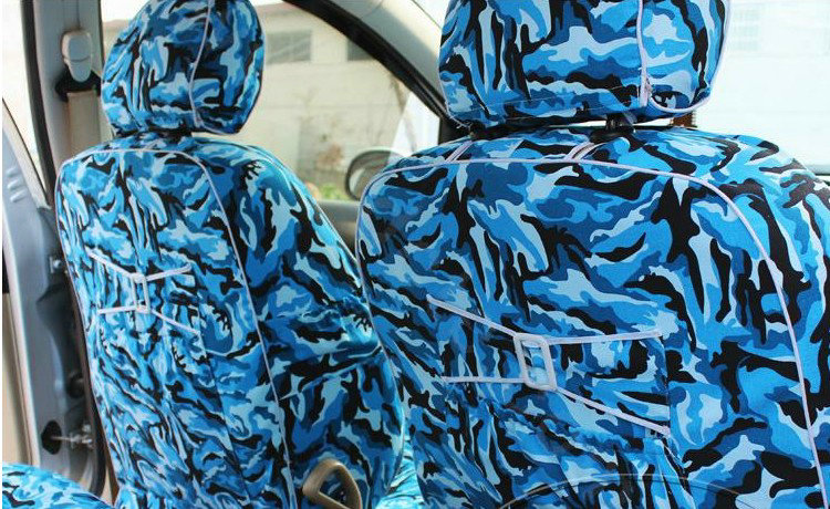 Customized Cotton Camo Auto Car Seat Covers 8pcs Sets for Vehicle - Blue