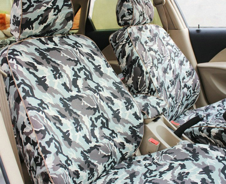 Customized Cotton Camo Auto Car Seat Covers 8pcs Sets for Vehicle - Green