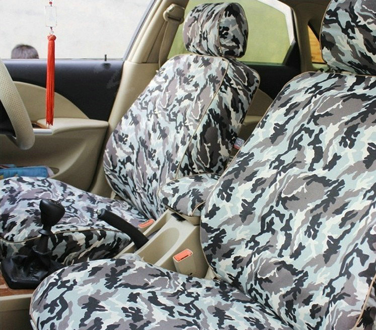 Customized Cotton Camo Auto Car Seat Covers 8pcs Sets for Vehicle - Green