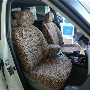 Leopard Print Canvas Customized Cotton Auto Car Seat Covers 2pcs Sets for Benz Smart - Brown