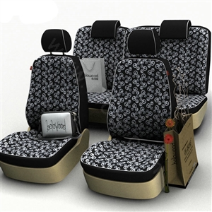 Peace Sign Customized Cotton Auto Car Seat Covers 8pcs Sets for Vehicle - Black