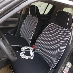 Polka Dot Customized Cotton Auto Car Seat Covers 8pcs Sets for Vehicle - Black