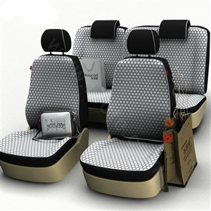 Polka Dot Customized Cotton Auto Car Seat Covers 8pcs Sets for Vehicle - White