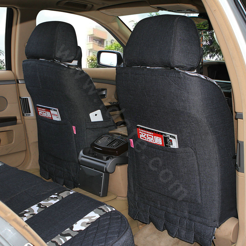 Quality Customized Cotton Camo Auto Car Seat Covers 10pcs Sets for Vehicle - Black