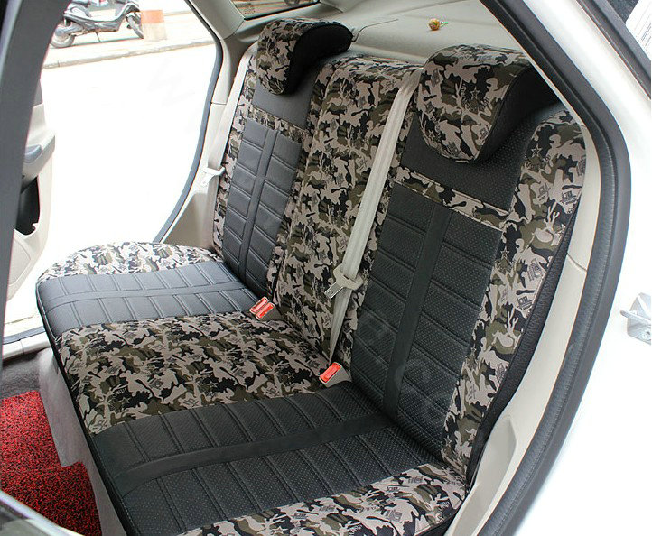 Tailored Leatherette Camo Auto Car Seat Covers 13pcs Sets for Vehicle - Green