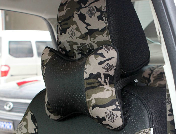 Tailored Leatherette Camo Auto Car Seat Covers 13pcs Sets for Vehicle - Green