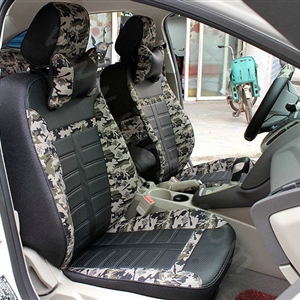 Tailored Leatherette Camo Auto Car Seat Covers 13pcs Sets for Vehicle - Green