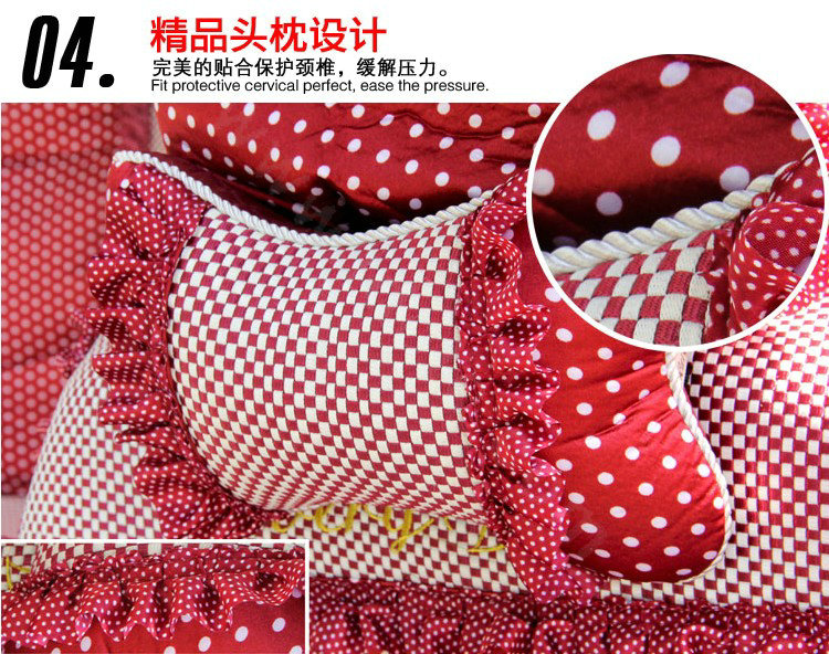 Ayrg Cute Bear Polka Dots print Lace Universal Auto Car Seat Cover Ice Silk Full Set 21pcs - Red