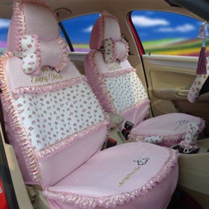 Ayrg Flower print Lace Universal Auto Car Seat Cover Ice Silk Full Set 19pcs - Pink
