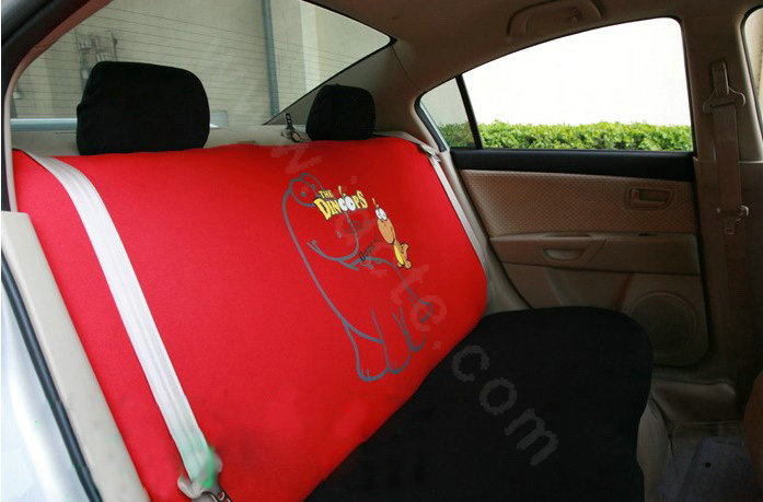 Universal Cotton Dinosaur Print Auto Car Seat Cover 10pcs Sets - Red+Black