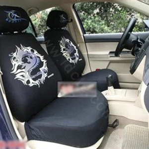 Universal Cotton Dragon Print Auto Car Seat Cover 10pcs Sets - Black