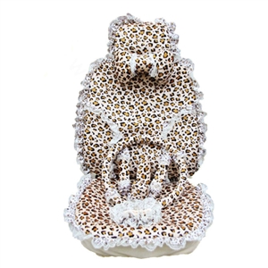 Universal Plush Velvet Leopard print Lace Auto Car Seat Cover 18pcs Sets - Brown