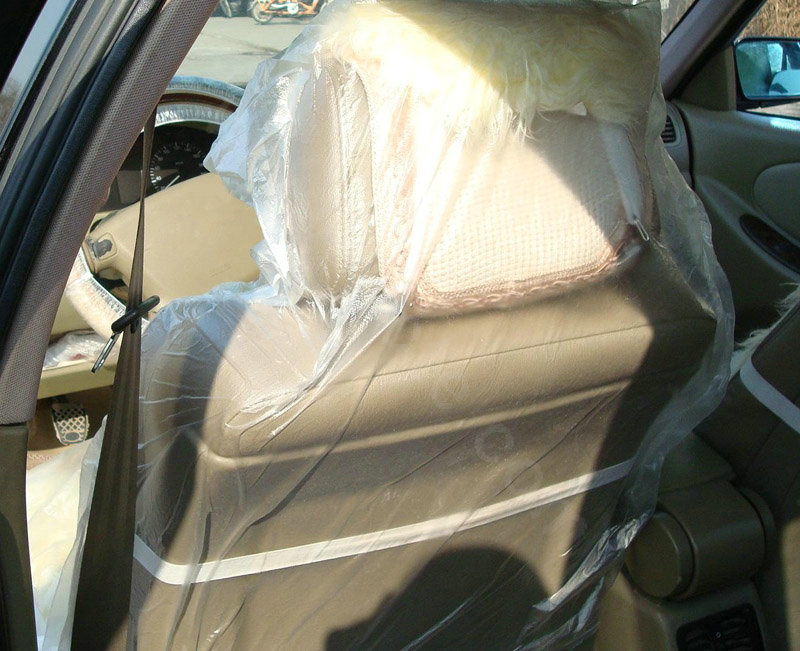 Universal Disposable Clear Plastic Auto Seat + Steering Wheel + Gear Covers 50Sets - Clear