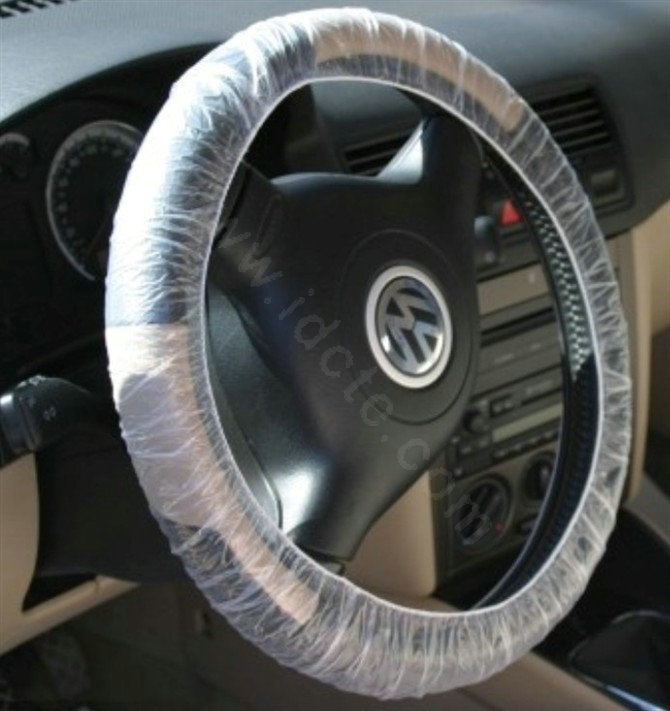Universal Disposable Clear Plastic Auto Seat + Steering Wheel + Gear Covers 50Sets - Clear