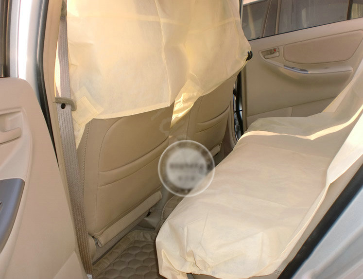 Universal Non-woven Disposable Car Front + Rear Bench Seat Covers 3pieces Sets - Beige