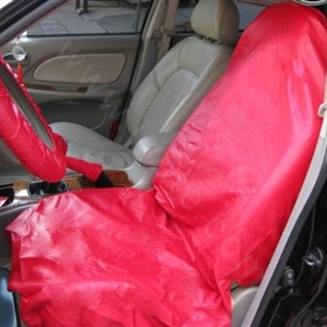 Universal PU Leather Disposable Car Seat + Steering Wheel + Brake Covers 3pieces Sets - Red
