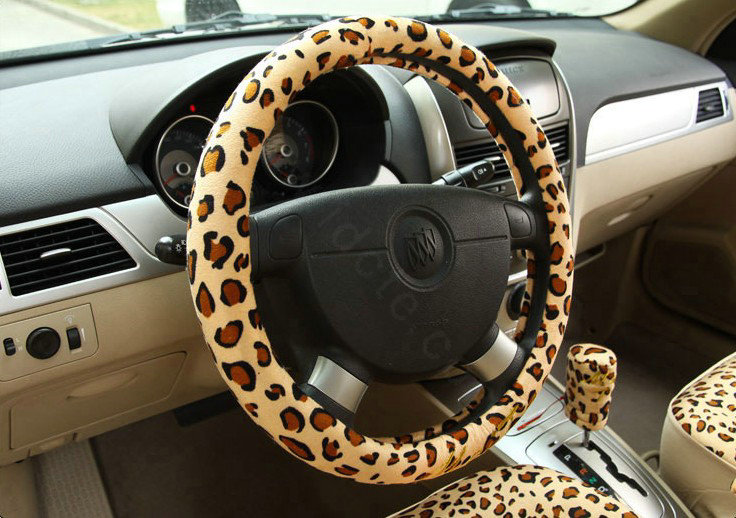 Cheapest Universal Velvet Girls Leopard print Car Seat Cover 18pcs Sets - Brown